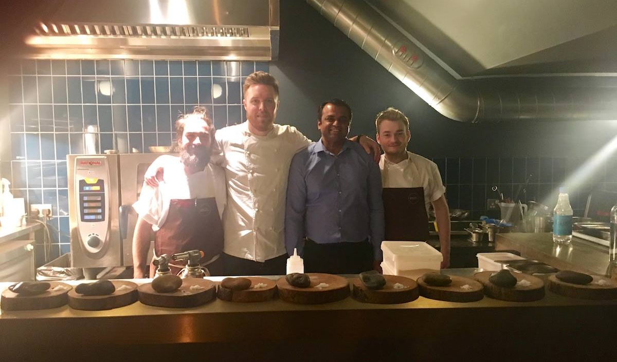 Chef Kanthi (3rd from left) with Steven Edwards (second from left) and his team at Etch in March 2017